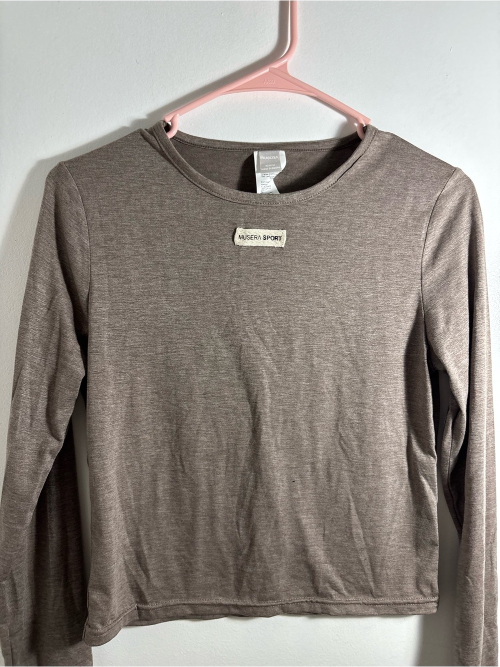 Muse Long Sleeve Crewneck Top in Taupe